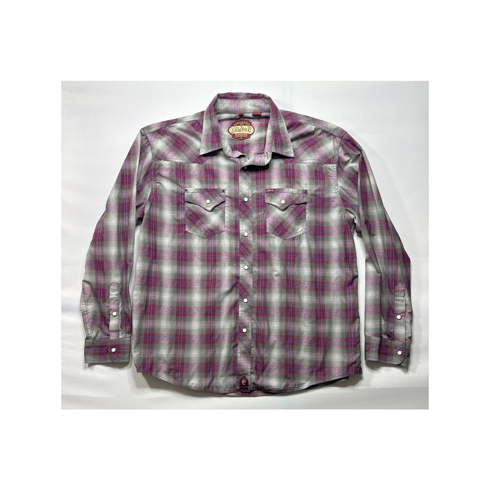 Rafter C Red Dirt Collection Men's Long Sleeve Plaid Pearl Snap Shirt - Size XXL